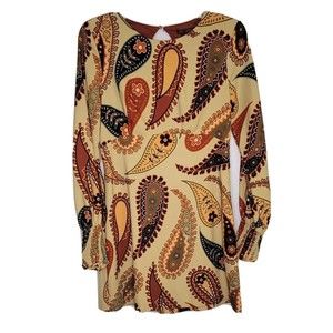 Trafaluc Designer ZARA Floral paisley Long Printed Shirt Dress Med Fall Morocco